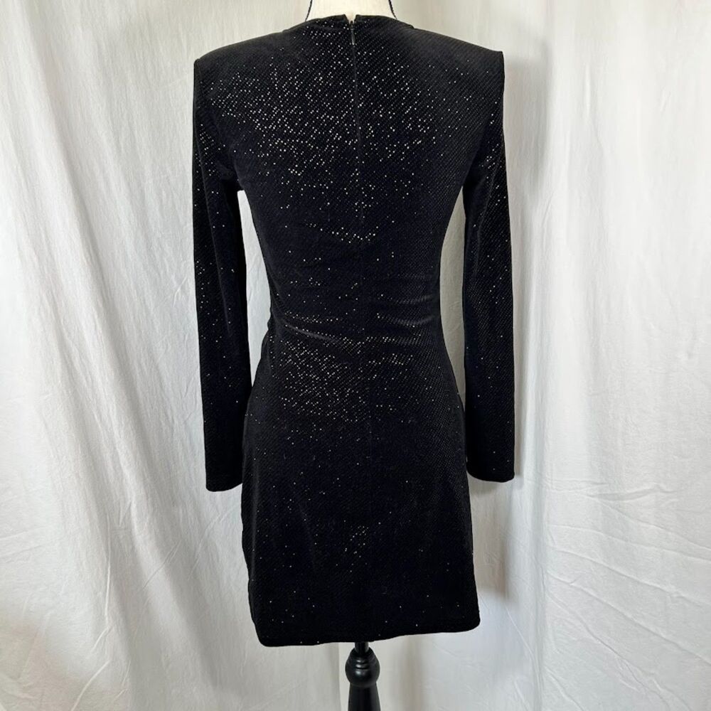 NWOT & Other Stories Cocktail Glitter Sparkle Velour LS Mini Dress Black Size XS - Picture 4 of 16